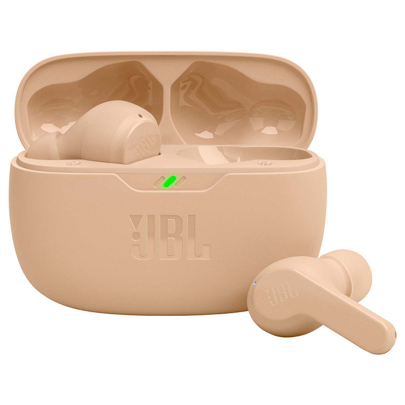 JBL WAVE BEAM Wireless Earbuds with advertising print