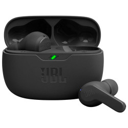 JBL WAVE BEAM Wireless Earbuds with advertising print