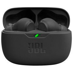 JBL WAVE BEAM Wireless Earbuds with advertising print