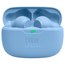 JBL WAVE BEAM Wireless Earbuds with advertising print