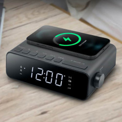 Radiobudzik Ładowarka Bezprzewodowa MUSE M-175 Qi 10W FM z nadrukiem reklamowym