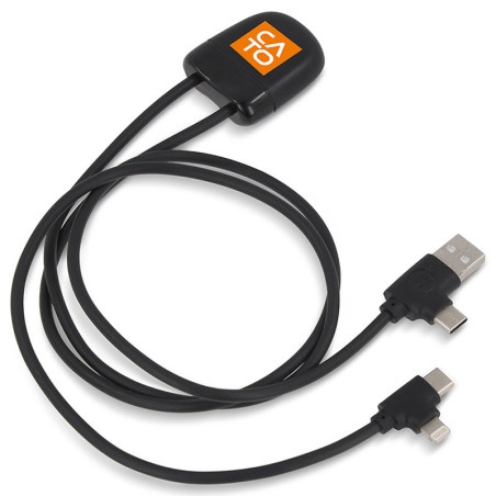 XOOPAR ICE-C 1m Adapter Cable eco USB Type-A Type-C Lightning cable with logo print